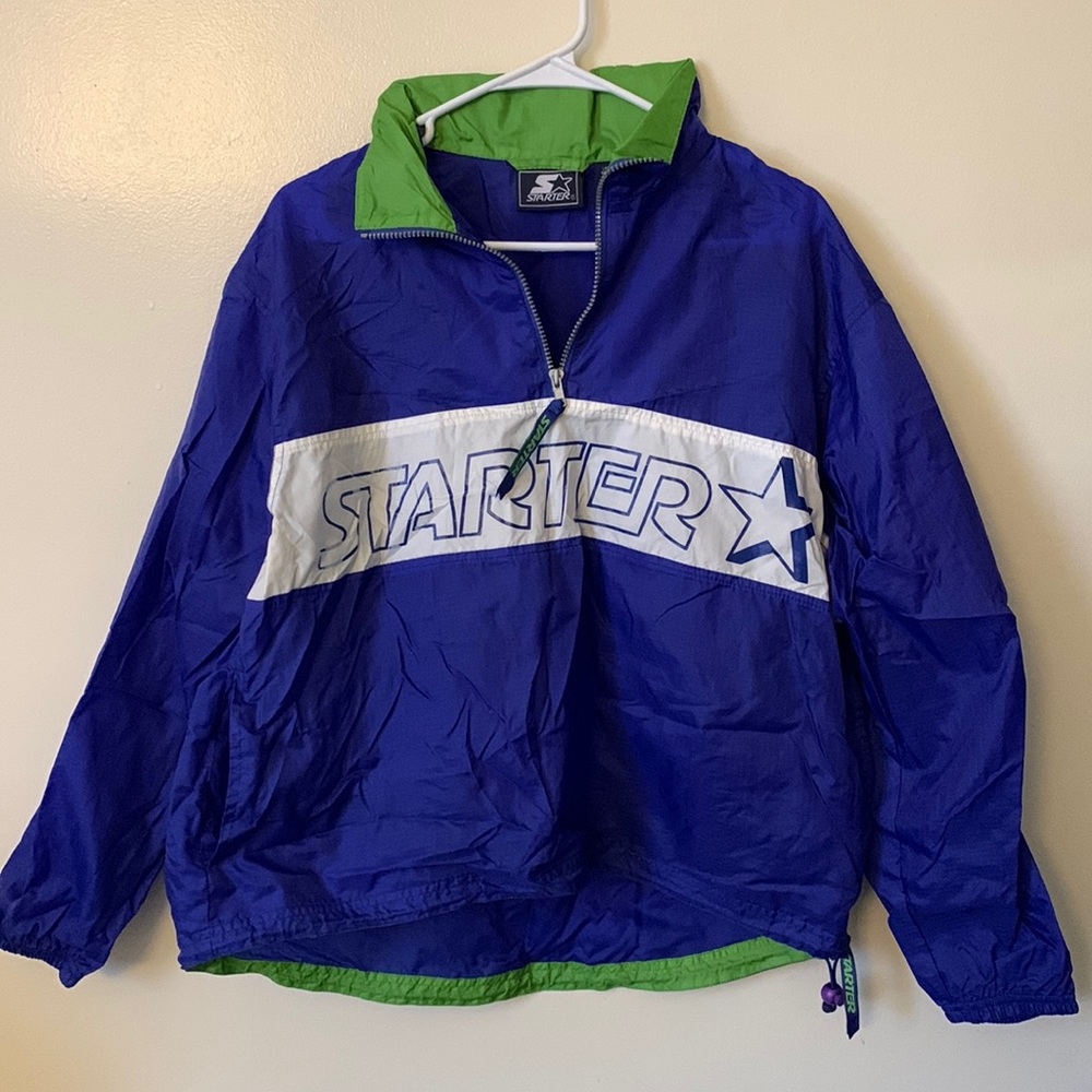 starter half zip jacket with hidden hood, ladies M